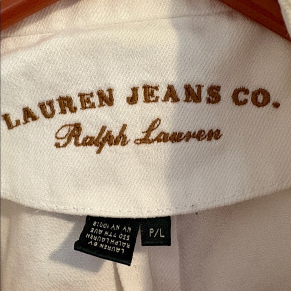 Lauren Jeans Co. Ralph Lauren White Button-Up Jacket size large petite like new - Picture 2 of 7